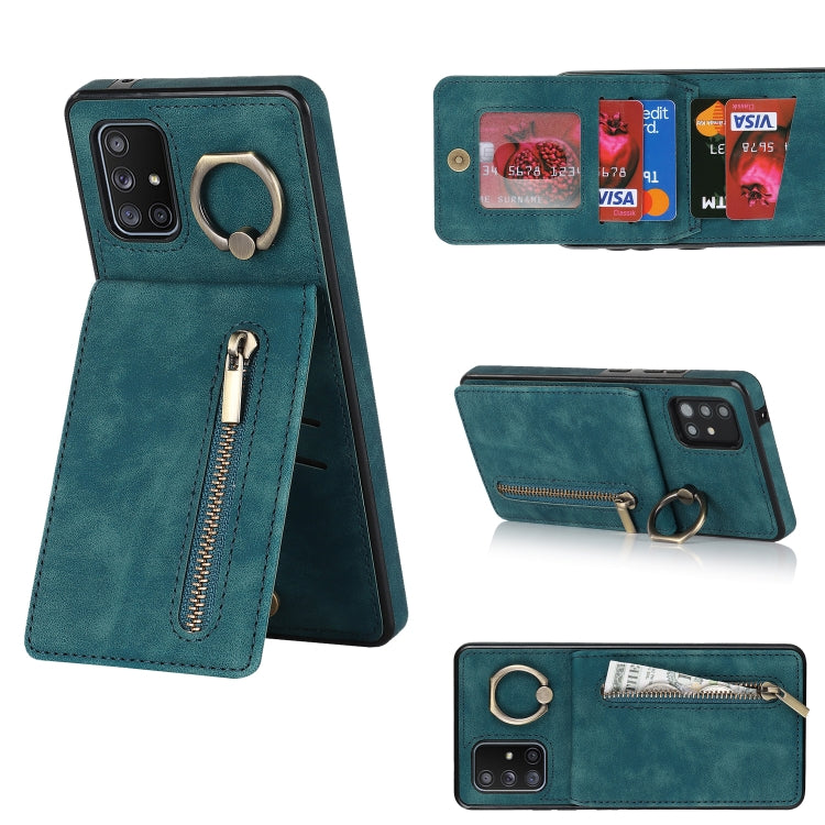 Retro Ring and Zipper RFID Card Slot Phone Case, For Samsung Galaxy A13 4G / 5G, For Samsung Galaxy A51 4G, For Samsung Galaxy A51 5G, For Samsung Galaxy A52 5G, For Samsung Galaxy A71 5G