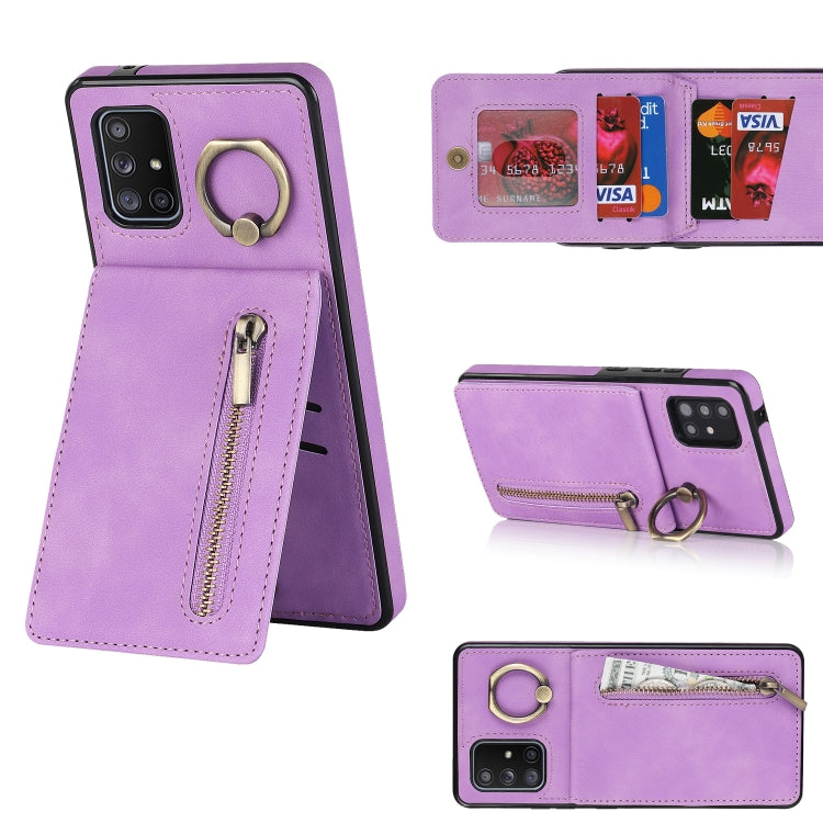 Retro Ring and Zipper RFID Card Slot Phone Case, For Samsung Galaxy A13 4G / 5G, For Samsung Galaxy A51 4G, For Samsung Galaxy A51 5G, For Samsung Galaxy A52 5G, For Samsung Galaxy A71 5G