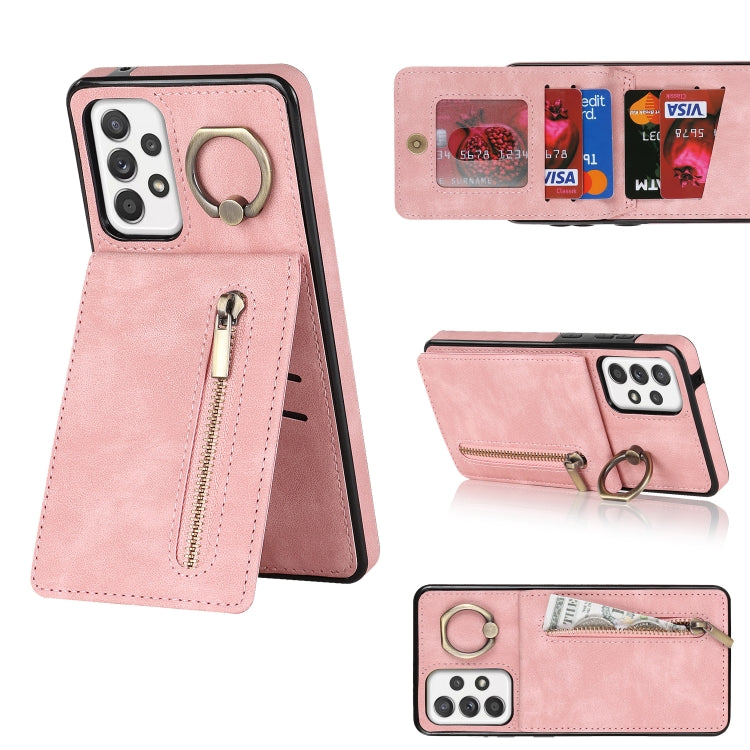 Retro Ring and Zipper RFID Card Slot Phone Case, For Samsung Galaxy A13 4G / 5G, For Samsung Galaxy A51 4G, For Samsung Galaxy A51 5G, For Samsung Galaxy A52 5G, For Samsung Galaxy A71 5G