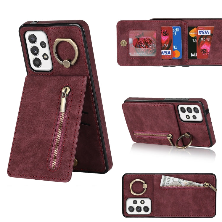 Retro Ring and Zipper RFID Card Slot Phone Case, For Samsung Galaxy A13 4G / 5G, For Samsung Galaxy A51 4G, For Samsung Galaxy A51 5G, For Samsung Galaxy A52 5G, For Samsung Galaxy A71 5G