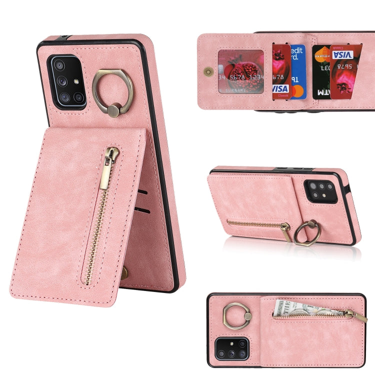 Retro Ring and Zipper RFID Card Slot Phone Case, For Samsung Galaxy A13 4G / 5G, For Samsung Galaxy A51 4G, For Samsung Galaxy A51 5G, For Samsung Galaxy A52 5G, For Samsung Galaxy A71 5G