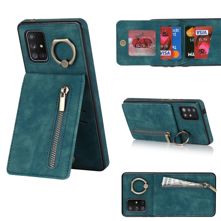Retro Ring and Zipper RFID Card Slot Phone Case, For Samsung Galaxy A13 4G / 5G, For Samsung Galaxy A51 4G, For Samsung Galaxy A51 5G, For Samsung Galaxy A52 5G, For Samsung Galaxy A71 5G
