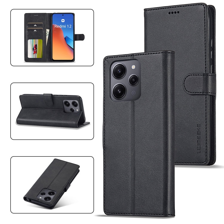 LC.IMEEKE Calf Texture Leather Phone Case, For Xiaomi Redmi 12 4G Global, For Xiaomi Redmi Note 12 4G Global, For Xiaomi Redmi A2