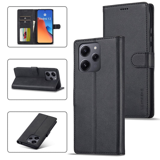 LC.IMEEKE Calf Texture Leather Phone Case, For Xiaomi Redmi 12 4G Global, For Xiaomi Redmi Note 12 4G Global, For Xiaomi Redmi A2