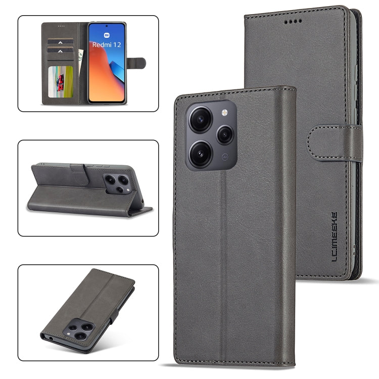 LC.IMEEKE Calf Texture Leather Phone Case, For Xiaomi Redmi 12 4G Global, For Xiaomi Redmi Note 12 4G Global, For Xiaomi Redmi A2