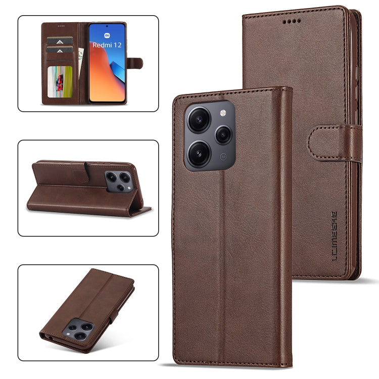 LC.IMEEKE Calf Texture Leather Phone Case, For Xiaomi Redmi 12 4G Global, For Xiaomi Redmi Note 12 4G Global, For Xiaomi Redmi A2