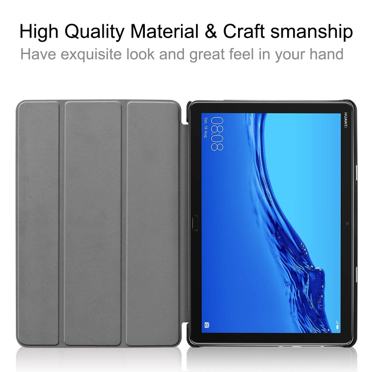 For Huawei M5 Lite 10.0 inch Custer Pattern Pure Color Horizontal Flip Leather Case with Three-folding Holder & with Sleep / Wake-up Function, For Huawei MediaPad M5 Lite 10.0 inch