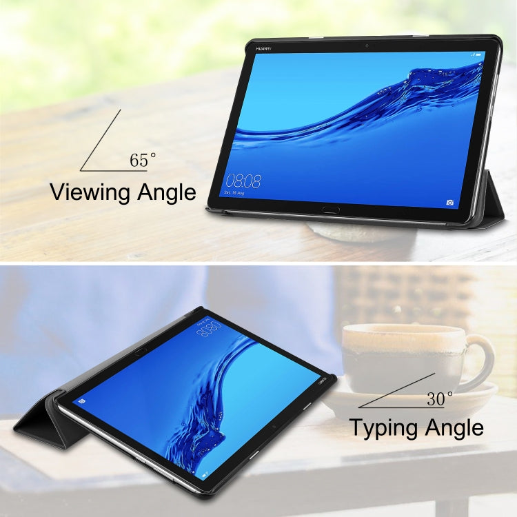 For Huawei M5 Lite 10.0 inch Custer Pattern Pure Color Horizontal Flip Leather Case with Three-folding Holder & with Sleep / Wake-up Function, For Huawei MediaPad M5 Lite 10.0 inch
