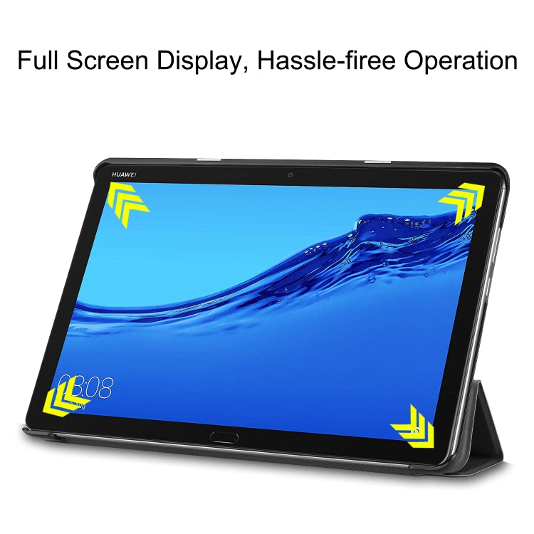 For Huawei M5 Lite 10.0 inch Custer Pattern Pure Color Horizontal Flip Leather Case with Three-folding Holder & with Sleep / Wake-up Function, For Huawei MediaPad M5 Lite 10.0 inch