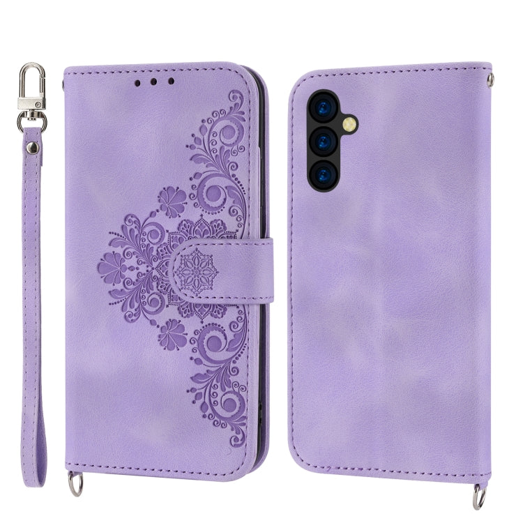 Skin-feel Flowers Embossed Wallet Leather Phone Case, For OPPO A1 Pro, For OPPO Reno9 5G/Reno9 Pro 5G, For OPPO Reno8 4G Global, For OPPO Reno8 T 4G Global, For Samsung Galaxy A24 4G Global, For Samsung Galaxy M14 5G Global, For Sony Xperia 1 V 5G     ...