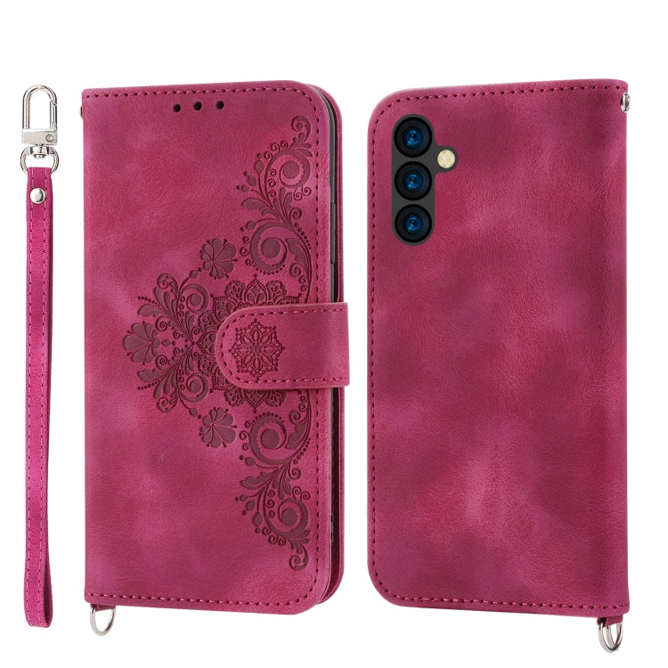 Skin-feel Flowers Embossed Wallet Leather Phone Case, For OPPO A1 Pro, For OPPO Reno9 5G/Reno9 Pro 5G, For OPPO Reno8 4G Global, For OPPO Reno8 T 4G Global, For Samsung Galaxy A24 4G Global, For Samsung Galaxy M14 5G Global, For Sony Xperia 1 V 5G     ...