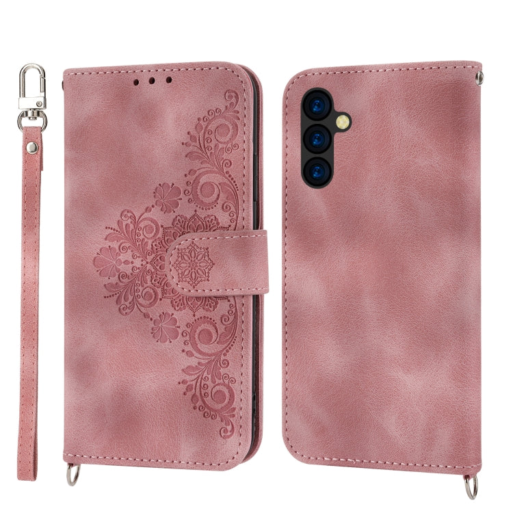 Skin-feel Flowers Embossed Wallet Leather Phone Case, For OPPO A1 Pro, For OPPO Reno9 5G/Reno9 Pro 5G, For OPPO Reno8 4G Global, For OPPO Reno8 T 4G Global, For Samsung Galaxy A24 4G Global, For Samsung Galaxy M14 5G Global, For Sony Xperia 1 V 5G     ...
