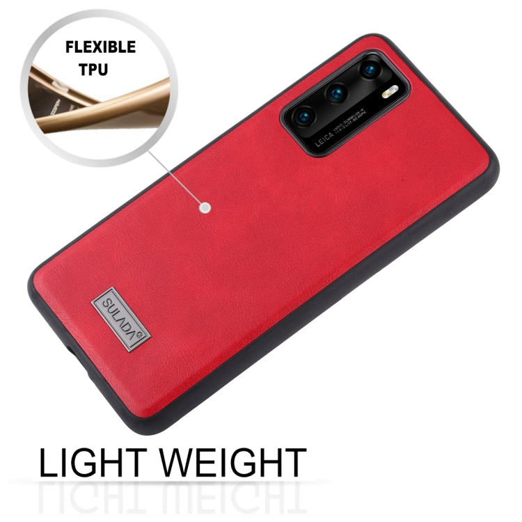 SULADA Shockproof TPU + Handmade Leather Protective Case, For Huawei P40, For Huawei P40 Pro