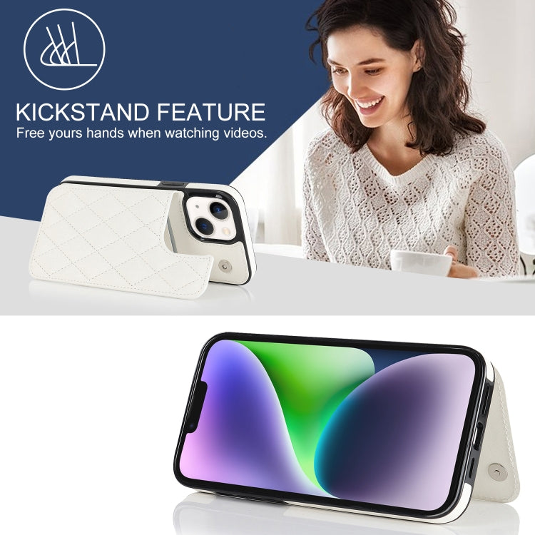 Double Buckle Rhombic PU Leather Phone Case, For iPhone 14, For iPhone 14 Plus, For iPhone 14 Pro, For iPhone 14 Pro Max, For iPhone 13, For iPhone 13 mini