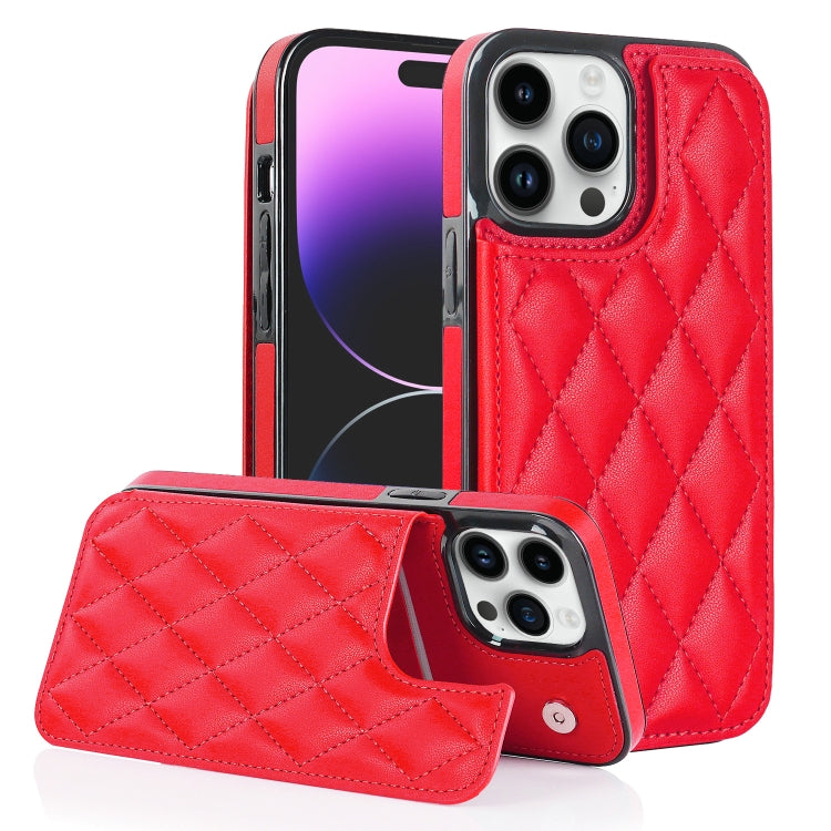Double Buckle Rhombic PU Leather Phone Case, For iPhone 14, For iPhone 14 Plus, For iPhone 14 Pro, For iPhone 14 Pro Max, For iPhone 13, For iPhone 13 mini
