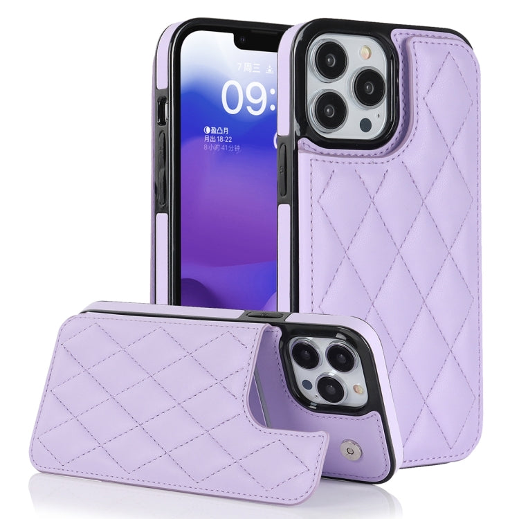 Double Buckle Rhombic PU Leather Phone Case, For iPhone 13 Pro, For iPhone 13 Pro Max, For iPhone 12, For iPhone 12 mini, For iPhone 12 Pro, For iPhone 12 Pro Max