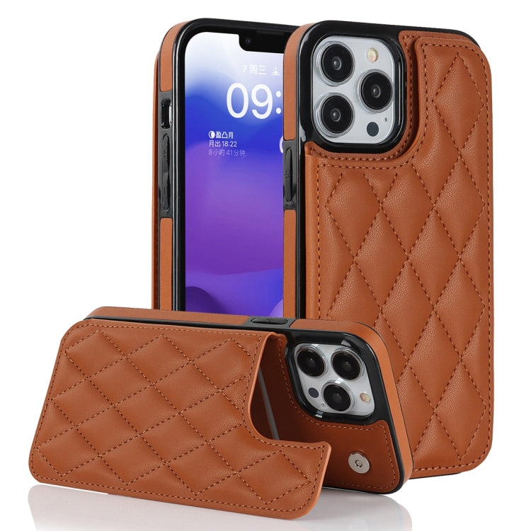 Double Buckle Rhombic PU Leather Phone Case, For iPhone 13 Pro, For iPhone 13 Pro Max, For iPhone 12, For iPhone 12 mini, For iPhone 12 Pro, For iPhone 12 Pro Max