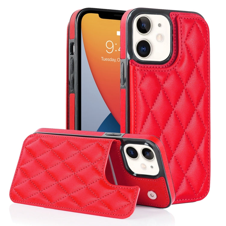 Double Buckle Rhombic PU Leather Phone Case, For iPhone 13 Pro, For iPhone 13 Pro Max, For iPhone 12, For iPhone 12 mini, For iPhone 12 Pro, For iPhone 12 Pro Max
