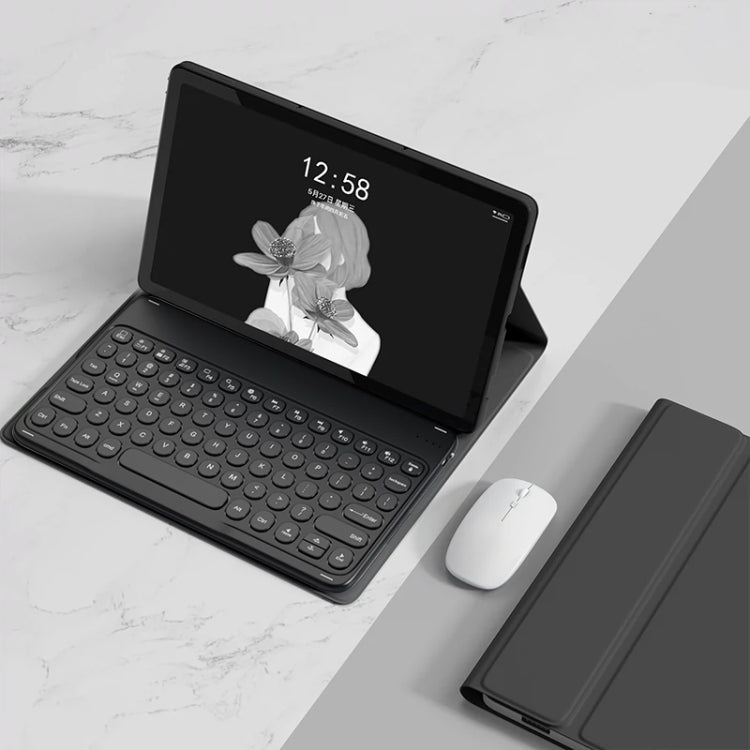 YM-LX106 Round Key Detachable Bluetooth Tablet Keyboard Leather Case with Mouse, YM-LX106 with Mouse