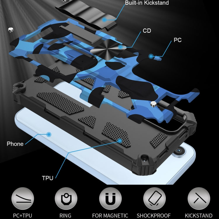 Camouflage Armor Shockproof TPU + PC Magnetic Protective Phone Case with Holder, For Samsung Galaxy A54 5G