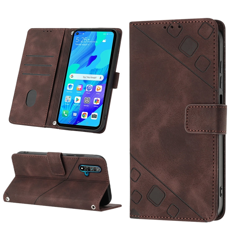 Skin-feel Embossed Leather Phone Case, For Huawei nova 5T / Honor 20, For Huawei nova 10, For Huawei nova 10 Pro, For Huawei P20 lite 2019 / nova 5i, For Huawei P30 lite, For Huawei P30 Pro, For Huawei P40 lite/nova 6 SE / nova 7i                      ...