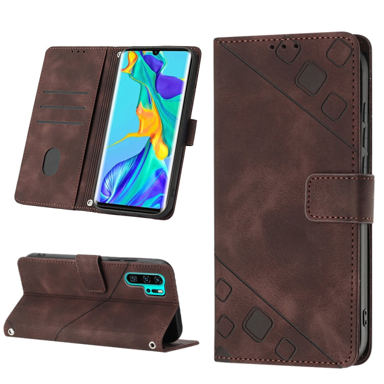 Skin-feel Embossed Leather Phone Case, For Huawei nova 5T / Honor 20, For Huawei nova 10, For Huawei nova 10 Pro, For Huawei P20 lite 2019 / nova 5i, For Huawei P30 lite, For Huawei P30 Pro, For Huawei P40 lite/nova 6 SE / nova 7i                      ...