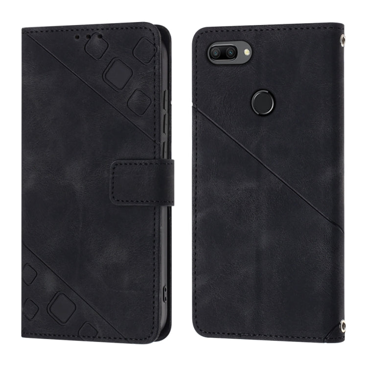 Skin-feel Embossed Leather Phone Case, For Huawei Enjoy 7S/Honor 9 Lite/Honor 9i, For Huawei Enjoy 50 / nova Y70 Plus Global