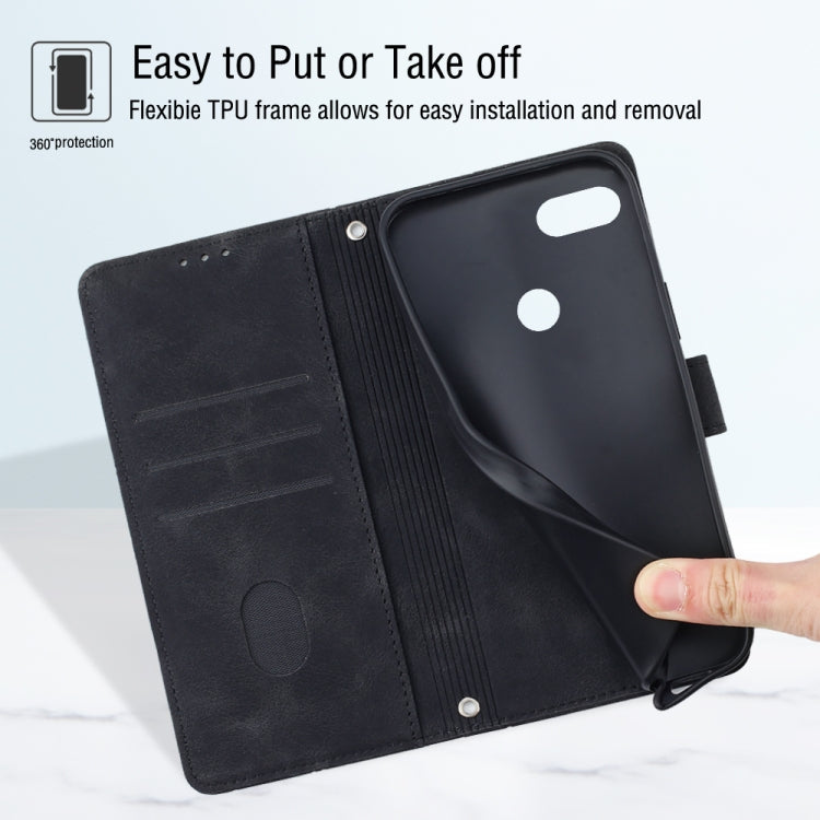 Skin-feel Embossed Leather Phone Case, For Huawei Enjoy 7S/Honor 9 Lite/Honor 9i, For Huawei Enjoy 50 / nova Y70 Plus Global