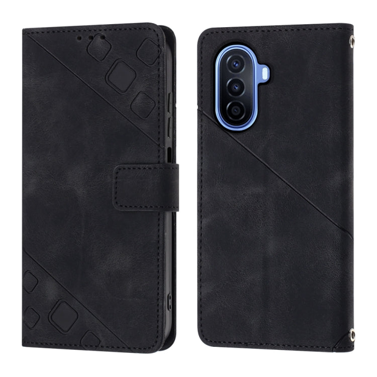 Skin-feel Embossed Leather Phone Case, For Huawei Enjoy 50 / nova Y70 Plus Global