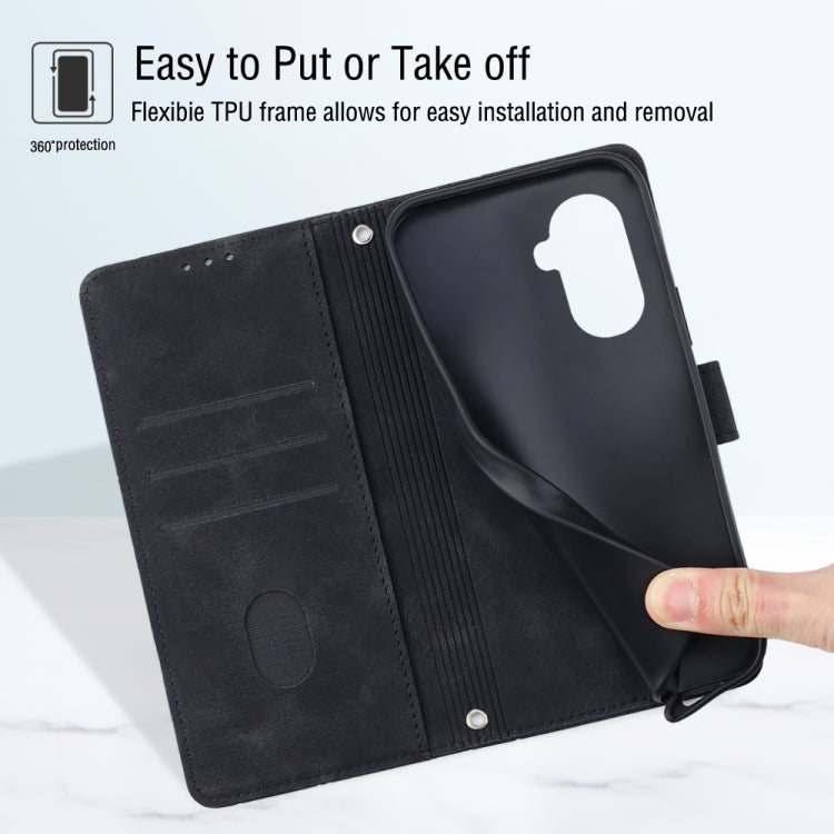 Skin-feel Embossed Leather Phone Case, For Huawei Enjoy 50 / nova Y70 Plus Global