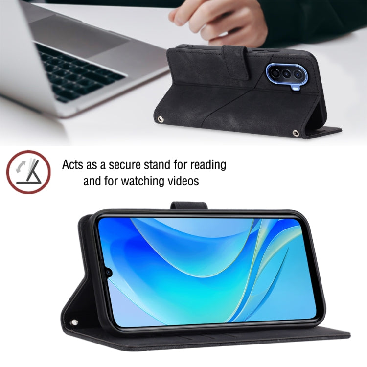 Skin-feel Embossed Leather Phone Case, For Huawei Enjoy 50 / nova Y70 Plus Global