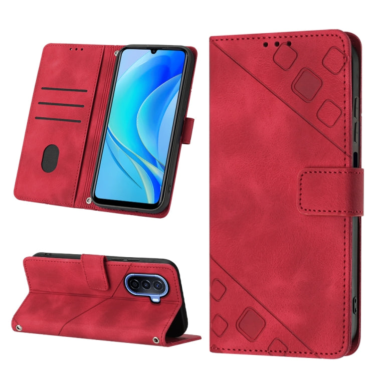 Skin-feel Embossed Leather Phone Case, For Huawei Enjoy 50 / nova Y70 Plus Global