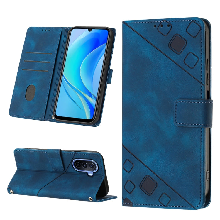 Skin-feel Embossed Leather Phone Case, For Huawei Enjoy 50 / nova Y70 Plus Global