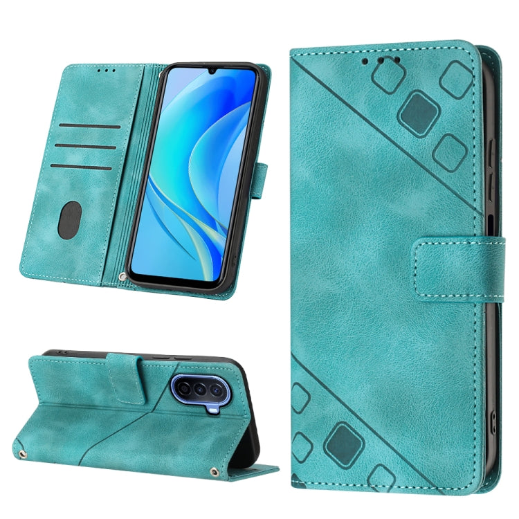 Skin-feel Embossed Leather Phone Case, For Huawei Enjoy 50 / nova Y70 Plus Global