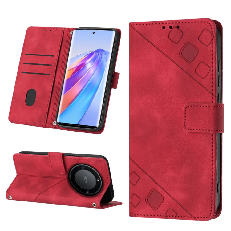Skin-feel Embossed Leather Phone Case, For Honor X9a 5G/Magic5 Lite, For Honor 8A/Y6 2019/Y6 Pro 2019, For Honor 9X Global/Huawei P Smart Z/Y9 Prime 2019/Enjoy 10 Plus, For Honor X6 / X8 5G