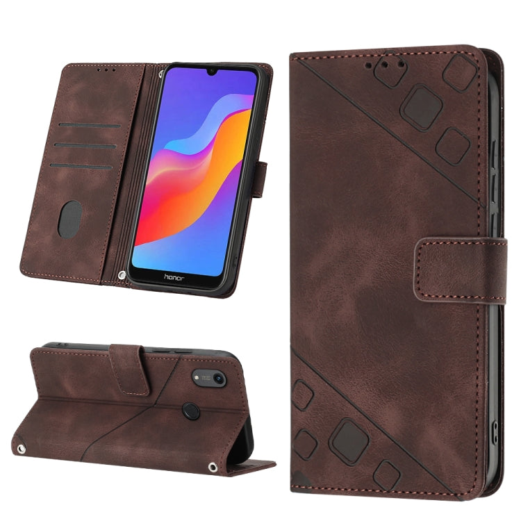 Skin-feel Embossed Leather Phone Case, For Honor X9a 5G/Magic5 Lite, For Honor 8A/Y6 2019/Y6 Pro 2019, For Honor 9X Global/Huawei P Smart Z/Y9 Prime 2019/Enjoy 10 Plus, For Honor X6 / X8 5G