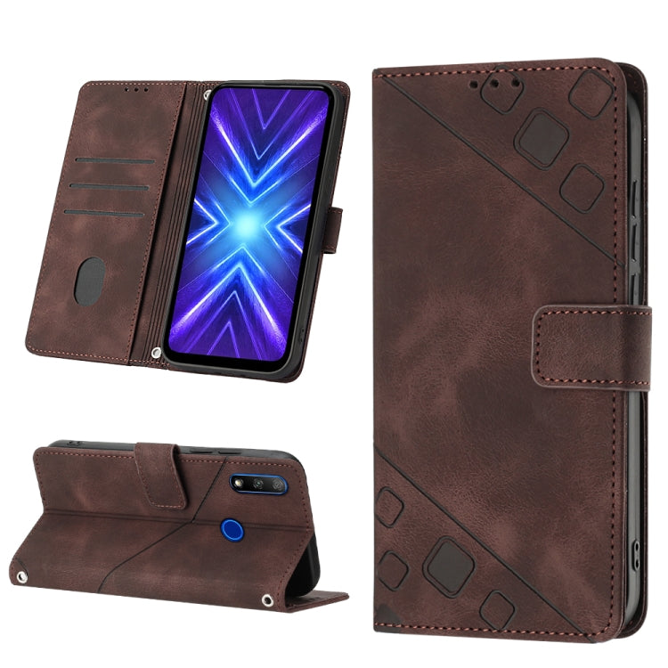 Skin-feel Embossed Leather Phone Case, For Honor X9a 5G/Magic5 Lite, For Honor 8A/Y6 2019/Y6 Pro 2019, For Honor 9X Global/Huawei P Smart Z/Y9 Prime 2019/Enjoy 10 Plus, For Honor X6 / X8 5G