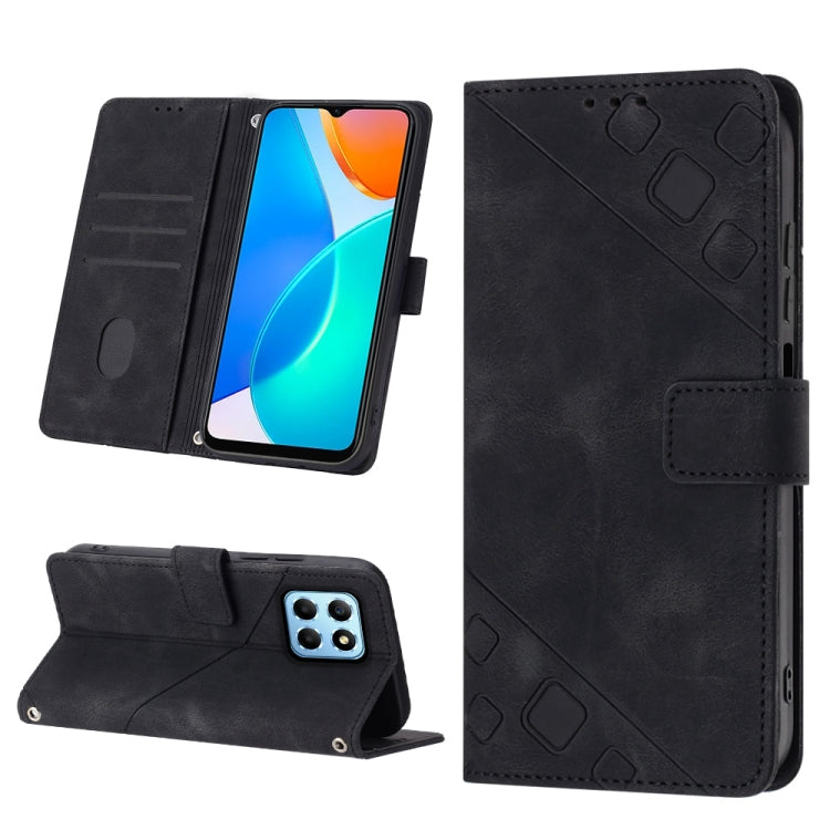 Skin-feel Embossed Leather Phone Case, For Honor X9a 5G/Magic5 Lite, For Honor 8A/Y6 2019/Y6 Pro 2019, For Honor 9X Global/Huawei P Smart Z/Y9 Prime 2019/Enjoy 10 Plus, For Honor X6 / X8 5G