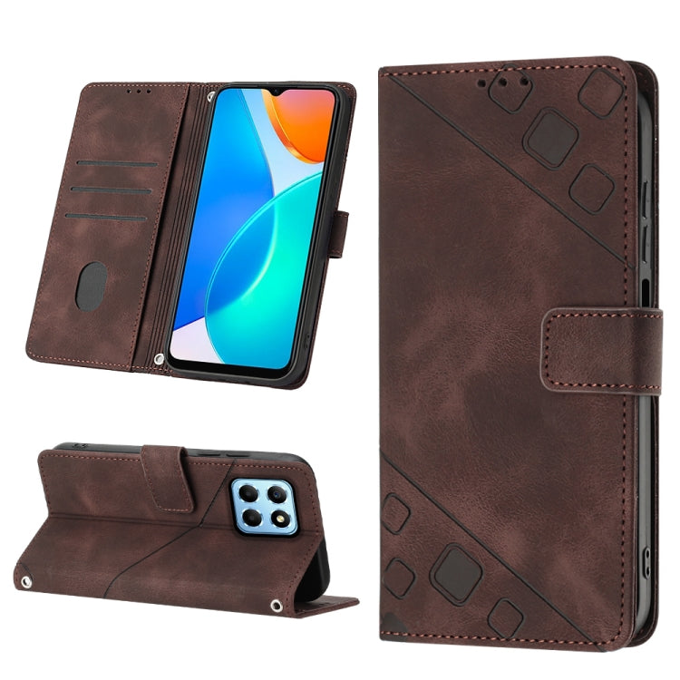 Skin-feel Embossed Leather Phone Case, For Honor X9a 5G/Magic5 Lite, For Honor 8A/Y6 2019/Y6 Pro 2019, For Honor 9X Global/Huawei P Smart Z/Y9 Prime 2019/Enjoy 10 Plus, For Honor X6 / X8 5G