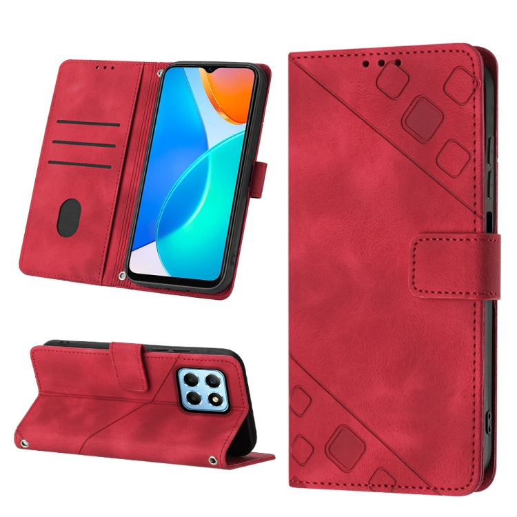 Skin-feel Embossed Leather Phone Case, For Honor X9a 5G/Magic5 Lite, For Honor 8A/Y6 2019/Y6 Pro 2019, For Honor 9X Global/Huawei P Smart Z/Y9 Prime 2019/Enjoy 10 Plus, For Honor X6 / X8 5G