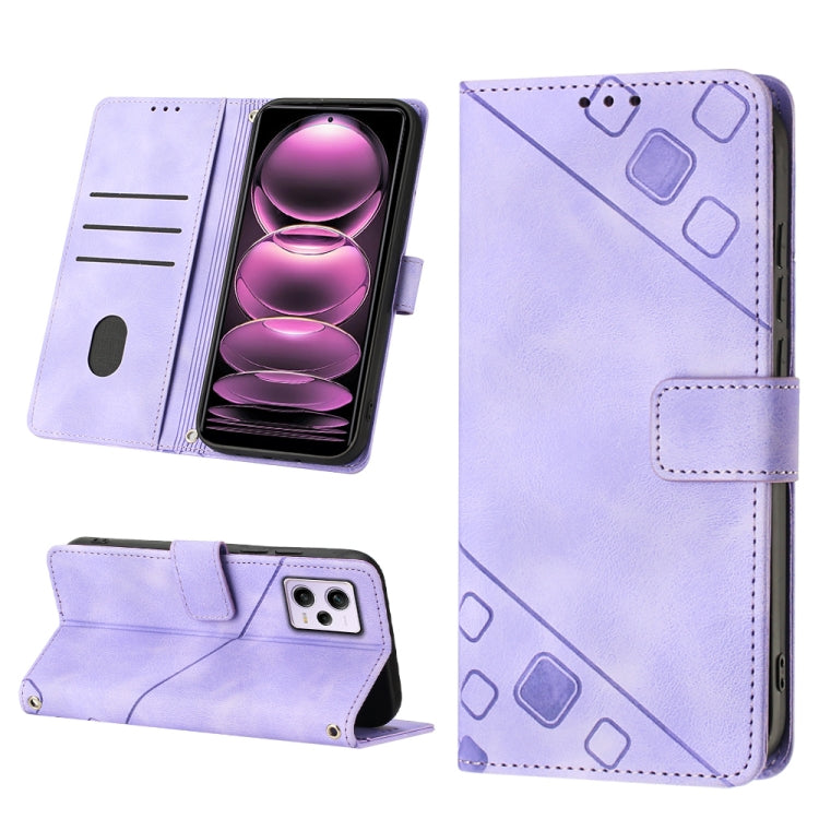 Skin-feel Embossed Leather Phone Case, For Xiaomi Pocophone F1, For Xiaomi Redmi Note 12 Pro 5G Global / Redmi Note 12 Pro 5G China