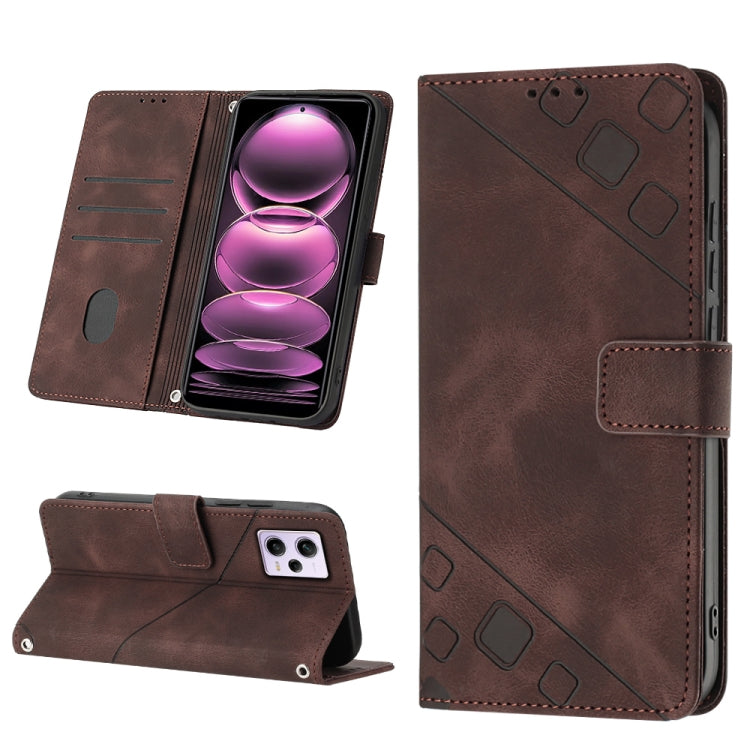 Skin-feel Embossed Leather Phone Case, For Xiaomi Pocophone F1, For Xiaomi Redmi Note 12 Pro 5G Global / Redmi Note 12 Pro 5G China