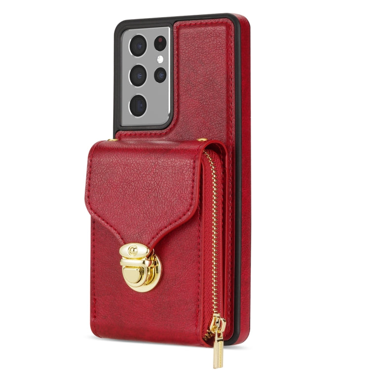 Zipper Hardware Card Wallet Phone Case, For Samsung Galaxy S21 Ultra 5G, For Samsung Galaxy S20, For Samsung Galaxy S20+, For Samsung Galaxy S20 FE, For Samsung Galaxy A51, For Samsung Galaxy Note20 Ultra, For Samsung Galaxy A54 5G                     ...