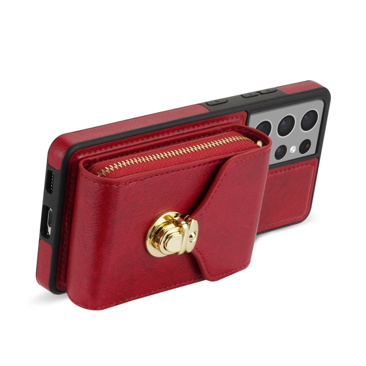 Zipper Hardware Card Wallet Phone Case, For Samsung Galaxy S21 Ultra 5G, For Samsung Galaxy S20, For Samsung Galaxy S20+, For Samsung Galaxy S20 FE, For Samsung Galaxy A51, For Samsung Galaxy Note20 Ultra, For Samsung Galaxy A54 5G                     ...
