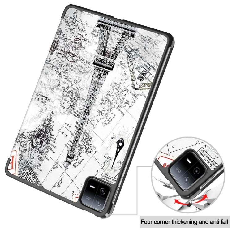 Custer Painted 3-Fold Stand Leather Smart Tablet Case, For Xiaomi Pad 6 / 6 Pro