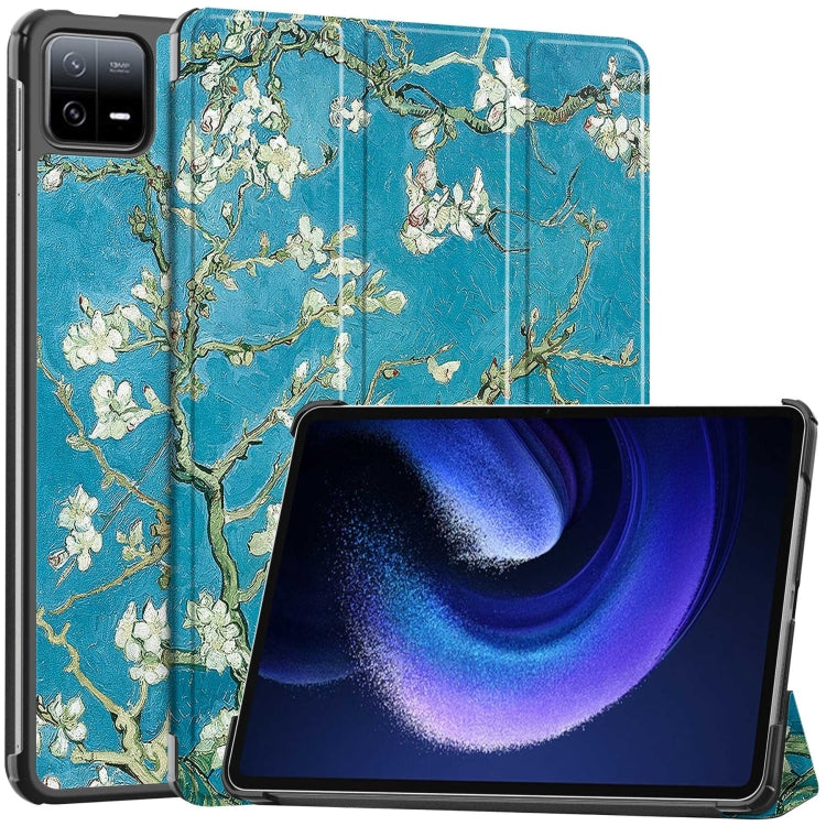 Custer Painted 3-Fold Stand Leather Smart Tablet Case, For Xiaomi Pad 6 / 6 Pro