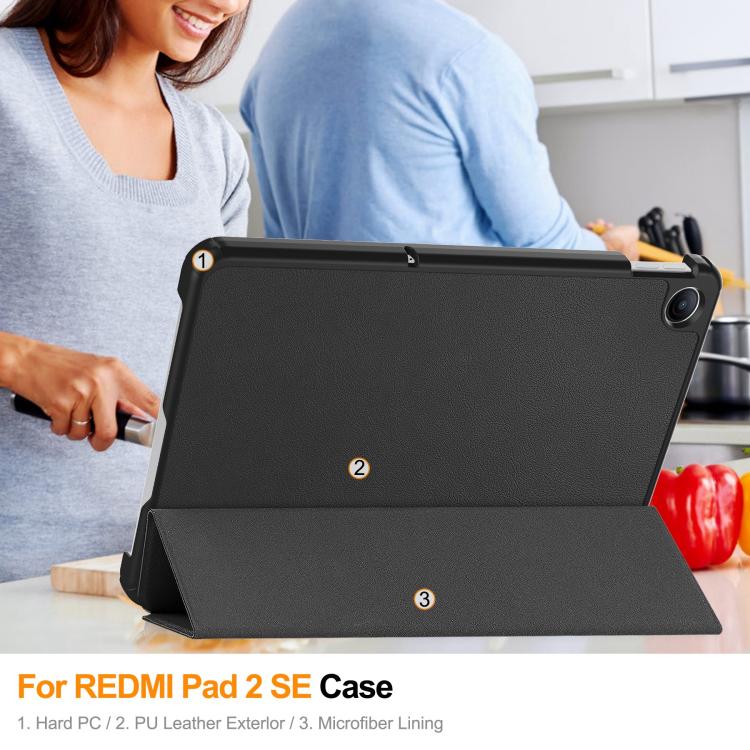 Custer Texture 3-Fold Holder Leather Smart Tablet Case, For Xiaomi Redmi Pad 2 SE 9.7 2026, For Xiaomi Redmi Pad 2, For Xiaomi Pad 7 / 7 Pro, For Xiaomi Redmi Pad SE 8.7, For Xiaomi Pad 6 / 6 Pro