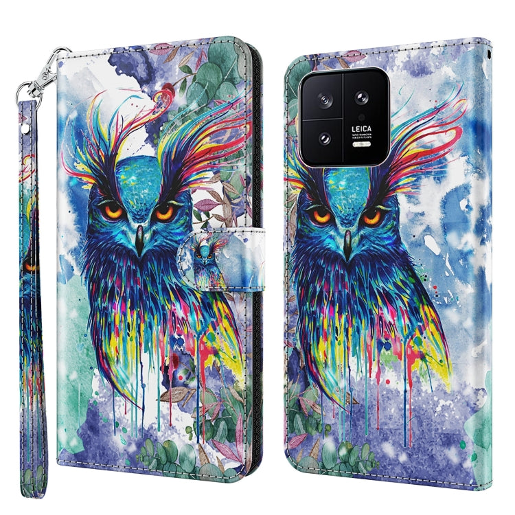 3D Painting Pattern Flip Leather Phone Case, For Xiaomi 13, For Xiaomi 13 Pro, For Xiaomi Redmi Note 12 4G Global, For Xiaomi Redmi Note 12 5G Global / Poco X5 5G