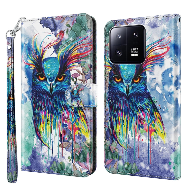3D Painting Pattern Flip Leather Phone Case, For Xiaomi 13, For Xiaomi 13 Pro, For Xiaomi Redmi Note 12 4G Global, For Xiaomi Redmi Note 12 5G Global / Poco X5 5G