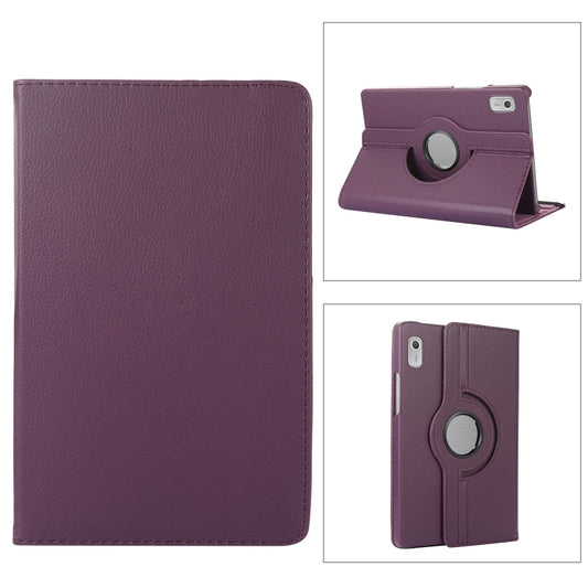 360 Degree Rotation Litchi Texture Tablet Leather Case with Holder, For Lenovo Tab M9